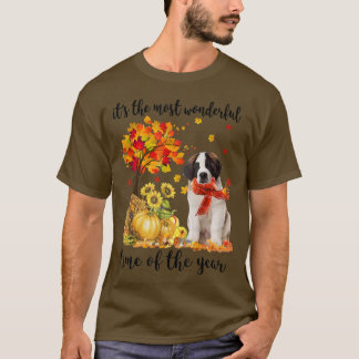 Its The Most Wonderful Autumn Time Saint Bernard P T-Shirt