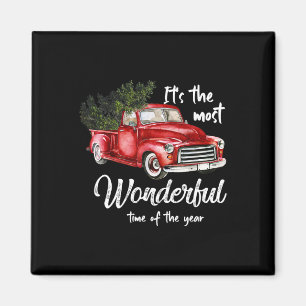 Its The Most Wonderful Christmas Of Year Red Truc Magnet