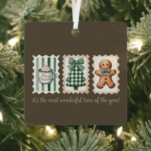 It's The Most Wonderful Time Christmas Gingerbread Metal Tree Decoration