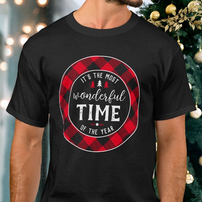 'It's the Most Wonderful Time' Christmas Red Black T-Shirt (Creator Uploaded)