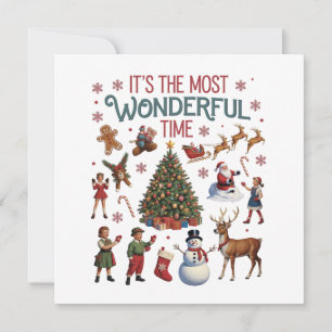 It's The Most Wonderful Time Christmas Vintage  Holiday Card