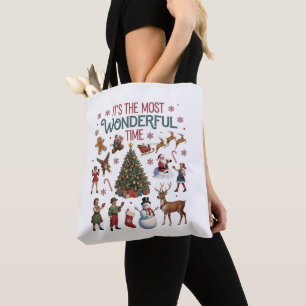 It's The Most Wonderful Time Christmas Vintage Tote Bag