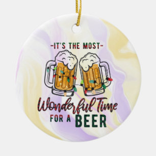 It's the most wonderful time for a beer Christmas Ceramic Tree Decoration