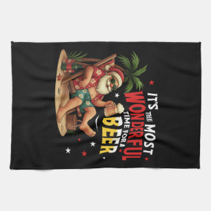 It's The Most Wonderful Time for a Beer Funny Sant Tea Towel