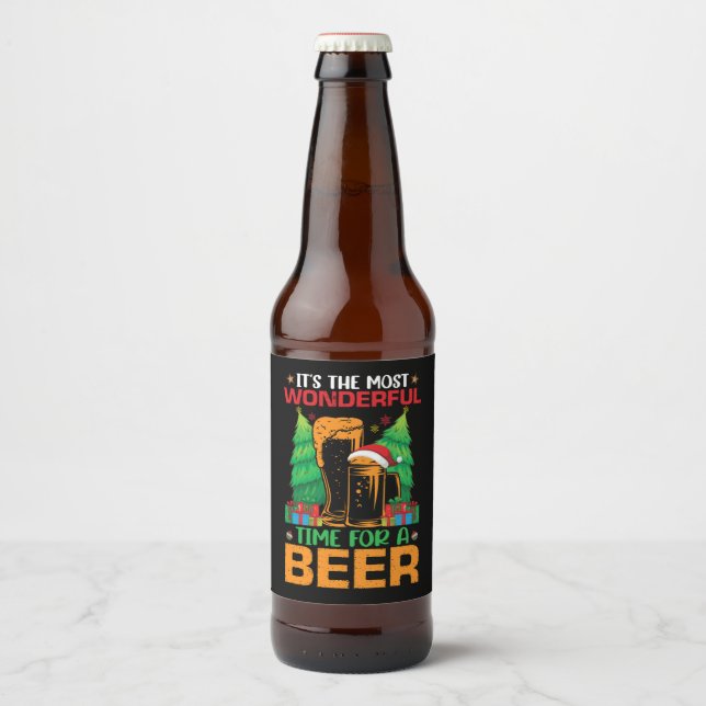 Its The Most Wonderful Time For A Beer Santa  Bottle Label (Front)