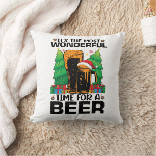 Its The Most Wonderful Time For A Beer Santa Cushion