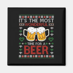 It's The Most Wonderful Time For A Beer Santa Hat Magnet