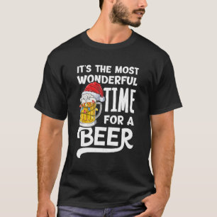 It'S The Most Wonderful Time For A Beer Santa Hat T-Shirt