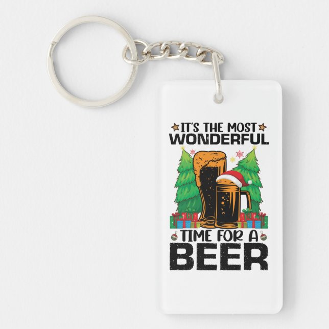Its The Most Wonderful Time For A Beer Santa  Key Ring (Front)