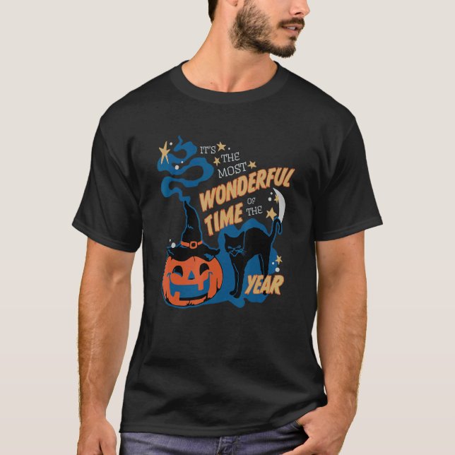 It's The Most Wonderful Time Of The Year Black Cat T-Shirt (Front)