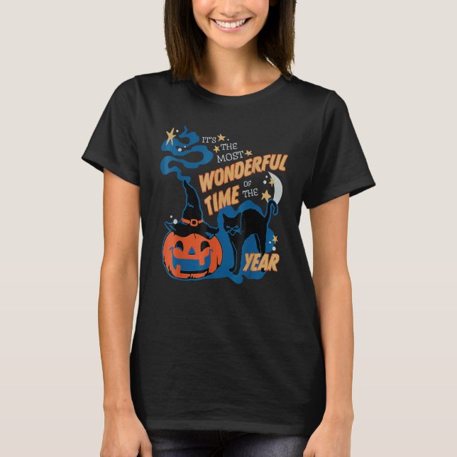 It's The Most Wonderful Time Of The Year Black Cat T-Shirt (Front)