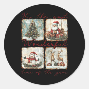 It's The Most Wonderful Time Of The Year Merry Chr Classic Round Sticker