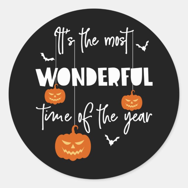It's the Most Wonderful Time of the Year Pumpkin Classic Round Sticker (Front)
