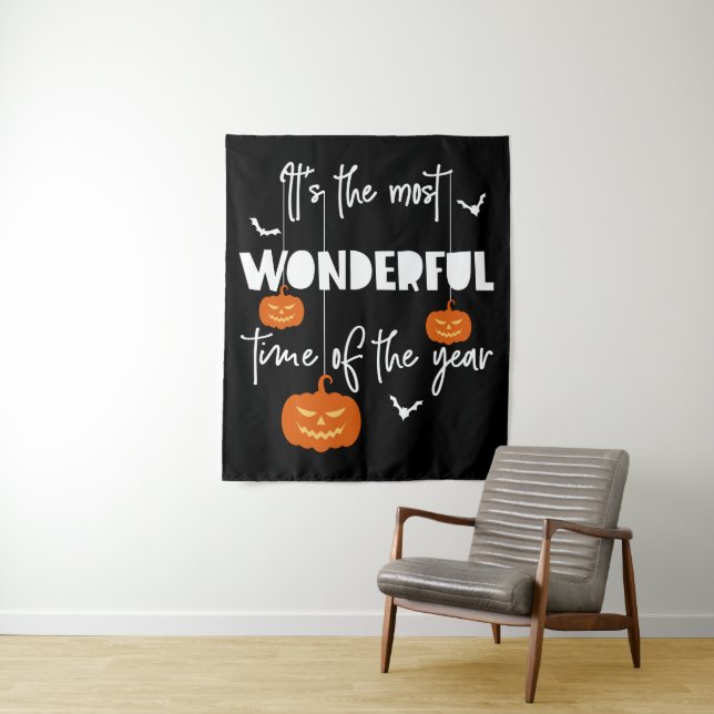 It's the Most Wonderful Time of the Year Pumpkin Tapestry (In Situ)