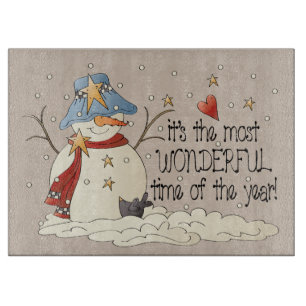 It's the most wonderful time of the year snowman cutting board