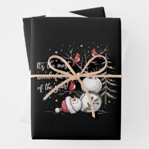 It's The Most Wonderful Time Of The Year Snowman  Wrapping Paper Sheet