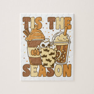 It's The Season Groovy Pumkin Coffee With Vintage Jigsaw Puzzle