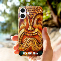 It's Tiki Time Hawaii Wood Face Photo Fun Retro