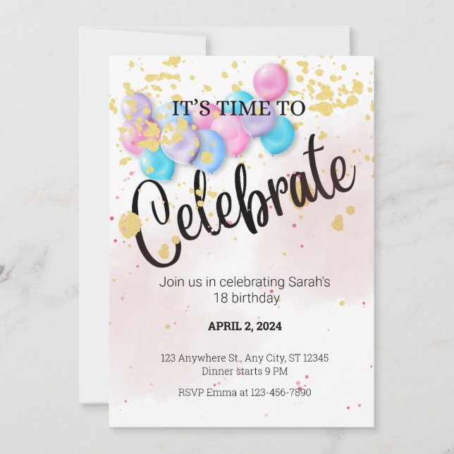 IT'S TIME CELEBRATE INVITATION  TEMPLATE (Front)