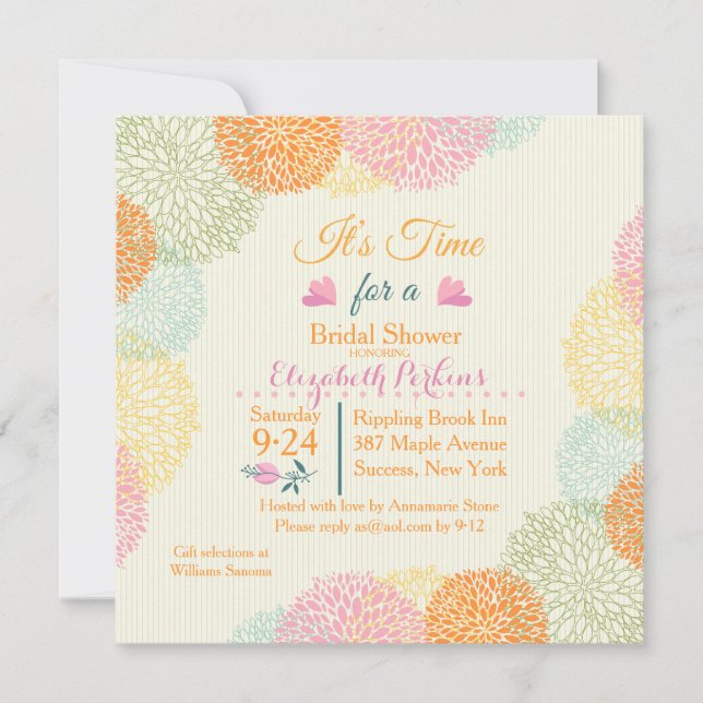 It's Time Floral Bridal Shower Invitation (Front)