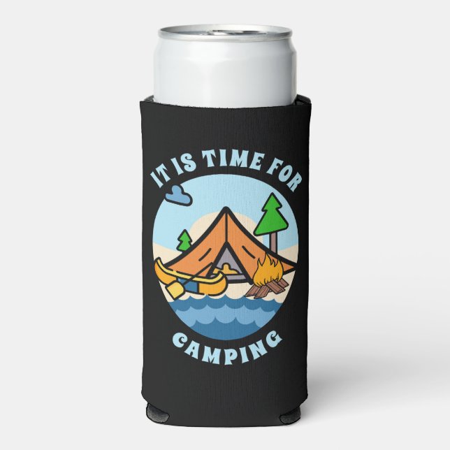 It's Time for Camping Personalised Seltzer Can Cooler (Seltzer Front)