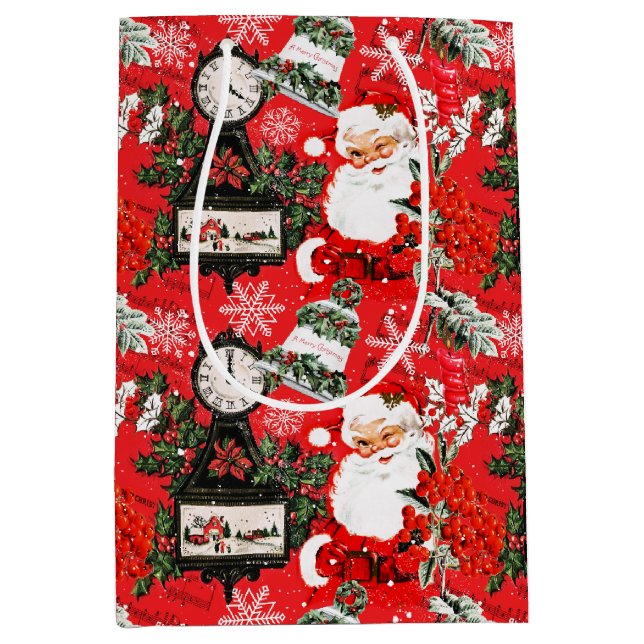 It's Time For Santa  Medium Gift Bag (Front)