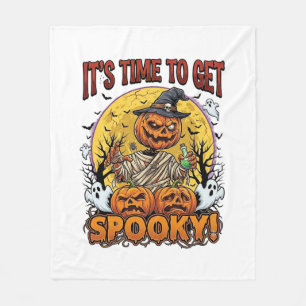 Its Time Get Spooky Halloween Pumpkin Mummy Ghosts Fleece Blanket