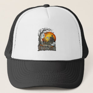 Its Time Halloween Haunted House Graveyard Spooky Trucker Hat