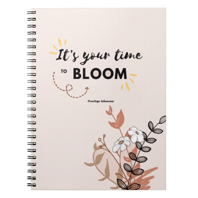 It's Time To Bloom Gold Botanical Planner Notebook (Front)