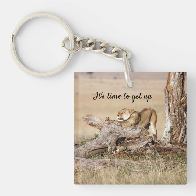 It's time to get up Lion photo with text Key Ring (Front)