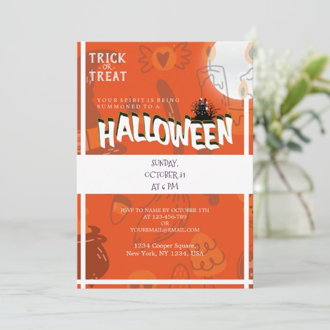 it's time to Halloween , Trick or treat costume  Invitation (Standing Front)