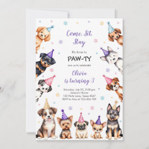 It's Time to Paw-ty Party Animals Kids Birthday In Invitation