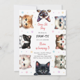 It's Time to Paw-ty Party Animals Kids Birthday Invitation