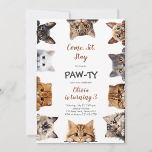 It's Time to Paw-ty Party Animals Kids Birthday Invitation