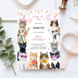 It's Time to Paw-ty Party Animals Kids Birthday Invitation