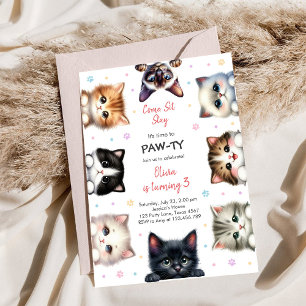 It's Time to Paw-ty Party Animals Kids Birthday Invitation