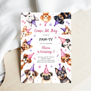 It's Time to Paw-ty Party Animals Kids Birthday Invitation
