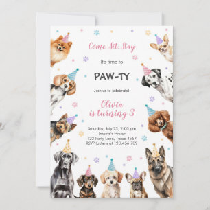 It's Time to Paw-ty Party Animals Kids Birthday Invitation