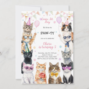 It's Time to Paw-ty Party Animals Kids Birthday Invitation
