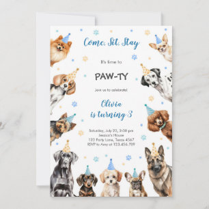 It's Time to Paw-ty Party Animals Kids Birthday Invitation