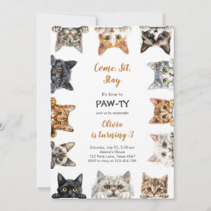 It's Time to Paw-ty Party Animals Kids Birthday Invitation