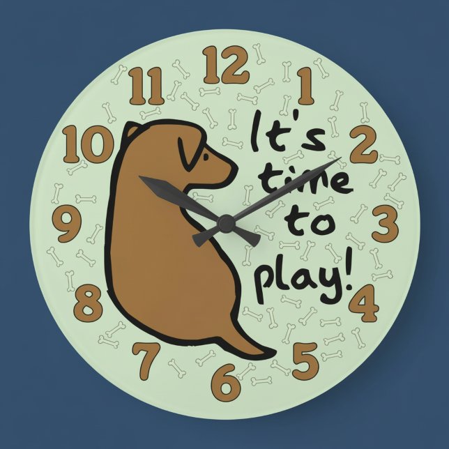 It's Time To Play with Dog Wall Clock (It's time to play wall clock for dog lovers.)