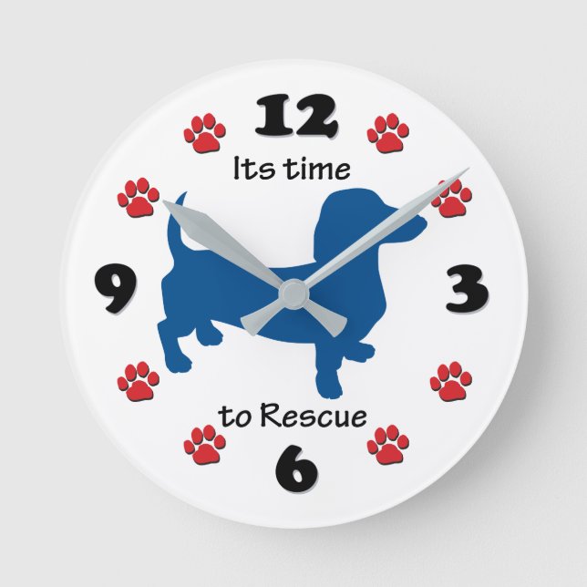 Its Time to Rescue Dachshunds Round Clock (Front)