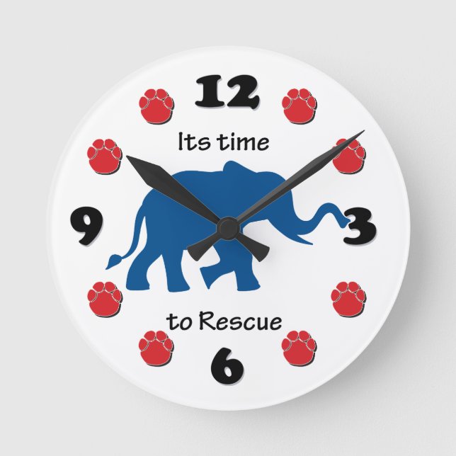 Its Time to Rescue Elephants Round Clock (Front)
