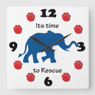 Its Time to Rescue Elephants Square Wall Clock
