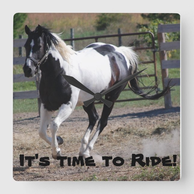 It's Time to Ride a Horse Square Wall Clock (Front)