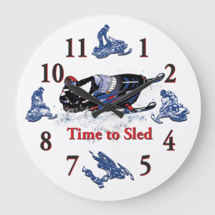 Its Time to Sled Snowmobile Clock