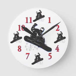 Its Time to Snowboard Round Clock