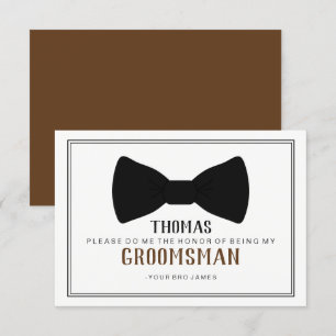 It's Time To Suit Up Groomsman - Black Tie Brown Invitation
