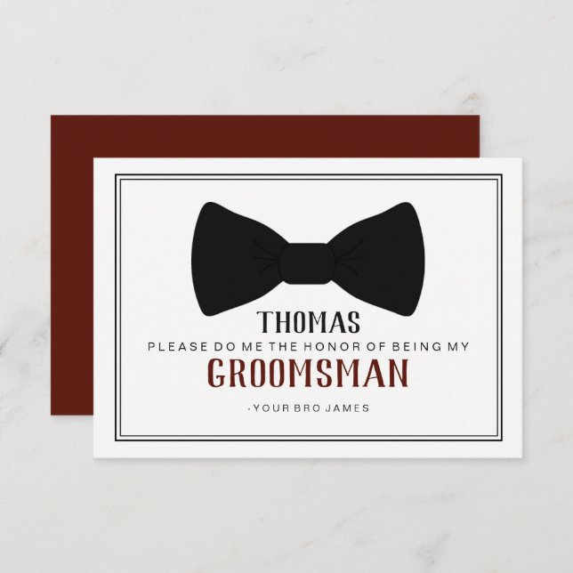It's Time To Suit Up Groomsman - Black Tie Wine Invitation (Front/Back)